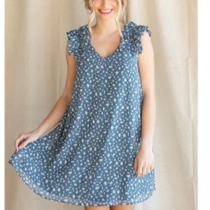 Jodifl Spotted Ruffle shoulder mini dress